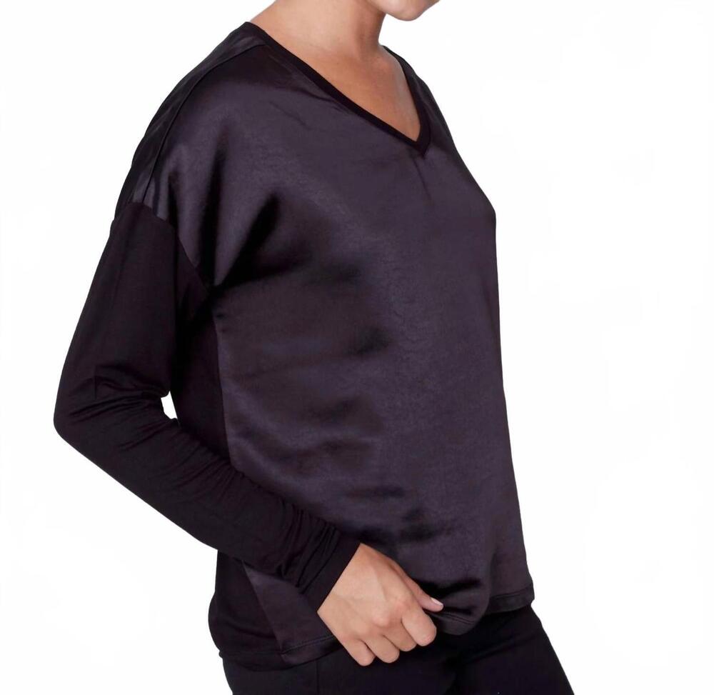 NEW CHARLIE B satin jersey knit top in black - Picture 4 of 6